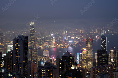 Hong Kong  Apirl 17  2019  View of the city and the bay at Victoria Peak  Hong Kong.