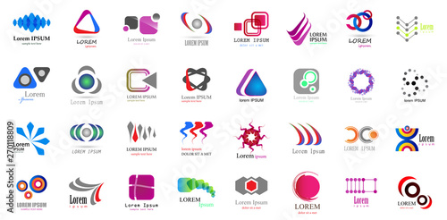 Abstract Logo Icons Set - Isolated On White Background - Vector Illustration. Collection Of Flat Icon, Logo Template, Business Sign, Website, Medical Symbol And Element Design. Abstract Modern Concept
