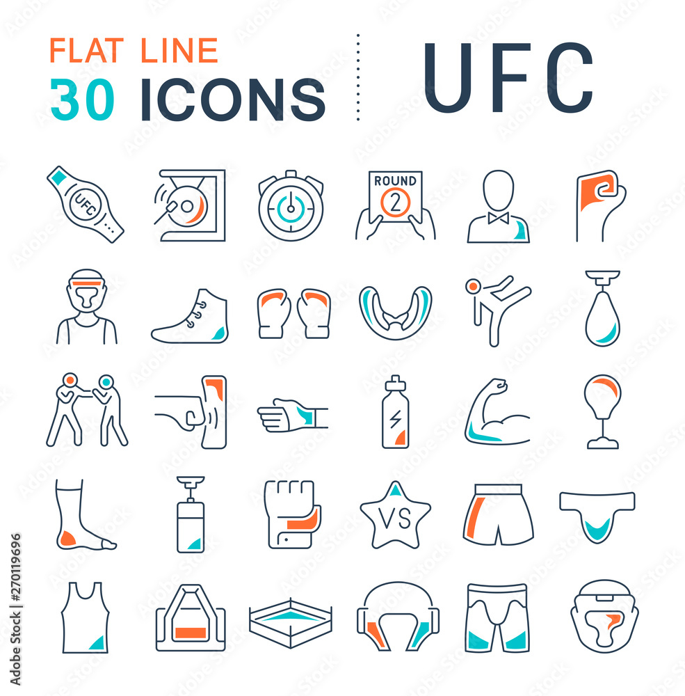Set Vector Line Icons of UFC Set Vector Line Icons of UFC