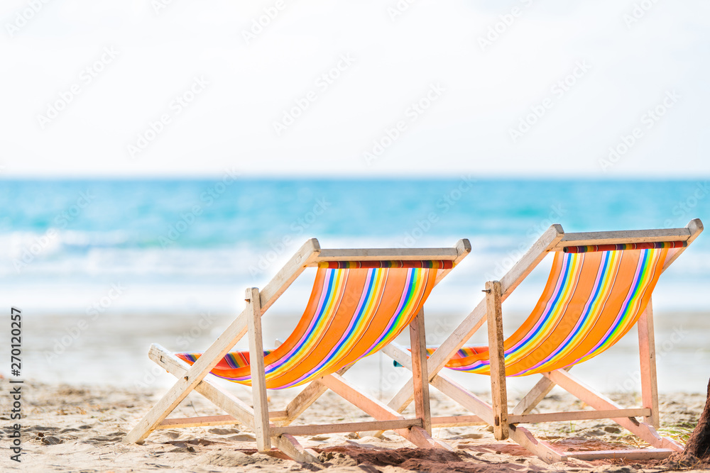Chair beach for relaxation selective focus Chair beach for relaxation selective focus