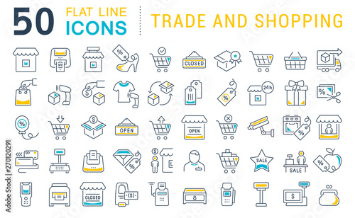 Set Vector Line Icons of Trade and Shopping