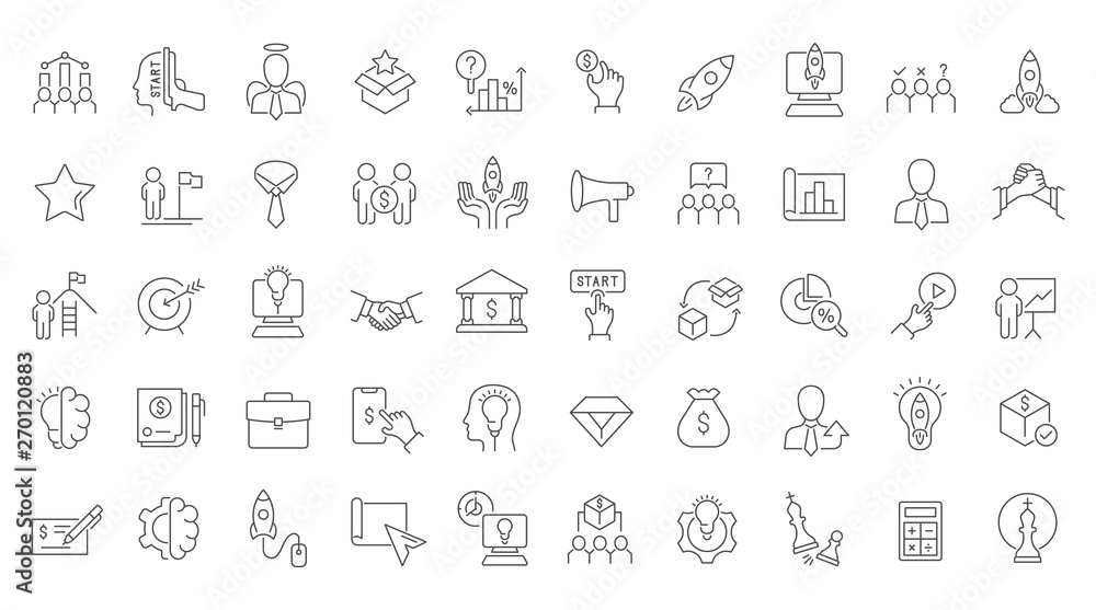 Set Vector Line Icons of Startup Set Vector Line Icons of Startup