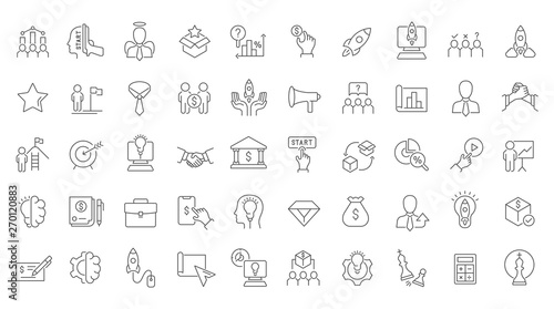 Set Vector Line Icons of Startup