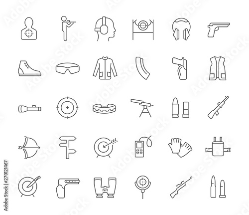 Set Vector Line Icons of Sport Shooting.