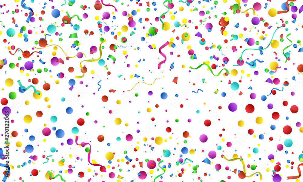 Festive colorful round confetti background. Vector illustration for decoration of holidays, postcards, posters, websites, carnivals, children's parties, birthday and celebration.