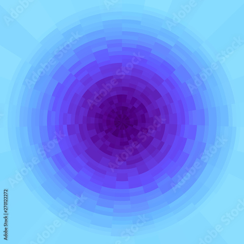 Abstract purple and cyan radial gradient background. Texture with circular pixel blocks. Vivid circle , mosaic pattern.
