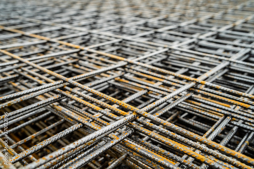 Close up on Steel reinforcement mash building construction steel galvanized net
