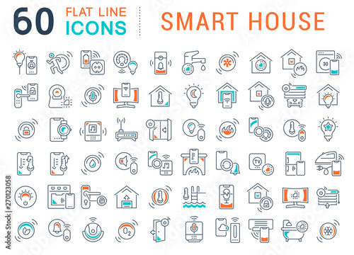 Set Vector Line Icons of Smart House