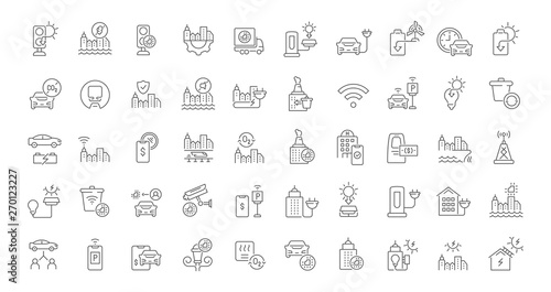 Set Vector Line Icons of Smart City