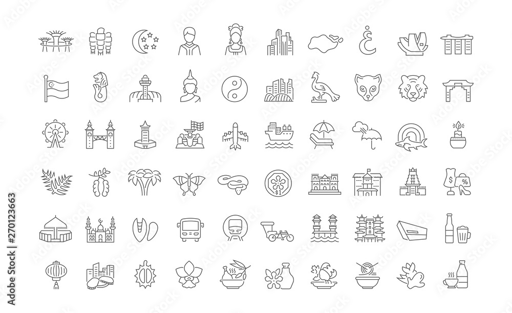 Set Vector Line Icons of Singapore. Set Vector Line Icons of Singapore.