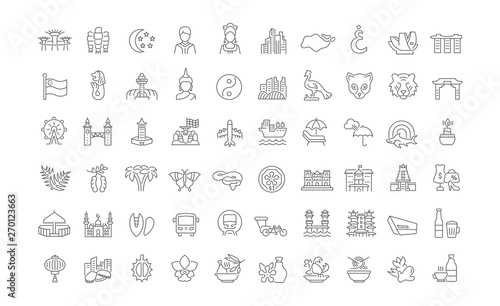 Set Vector Line Icons of Singapore.