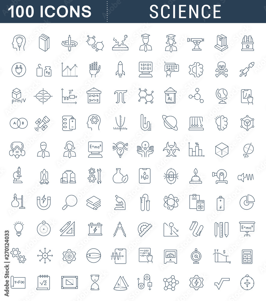 Set Vector Line Icons of Science Set Vector Line Icons of Science