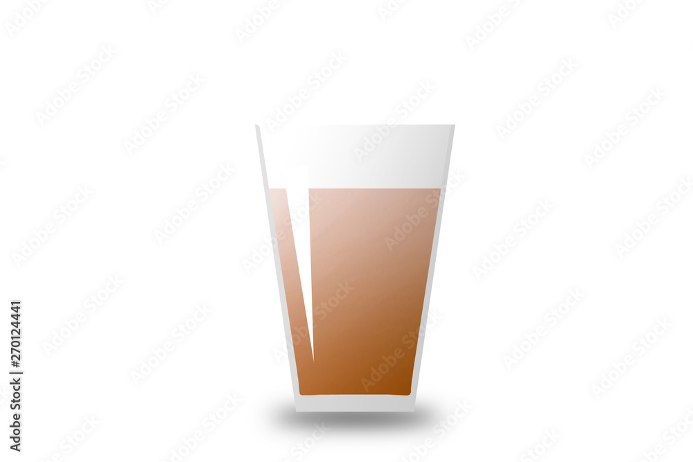Illustration of iced coffee in a glass cup.  グラスに入ったアイスコーヒーのイラスト