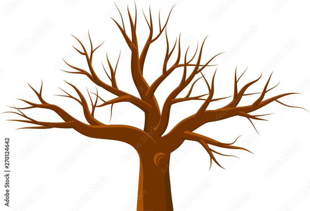 Leafless tree isolated on white background Stock Vector | Adobe Stock