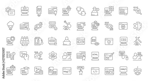 Set Vector Line Icons of Programming