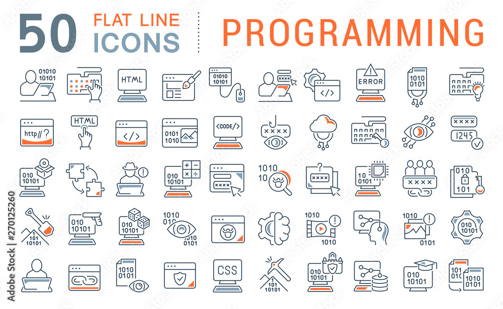 Set Vector Line Icons of Programming Stock Vector | Adobe Stock