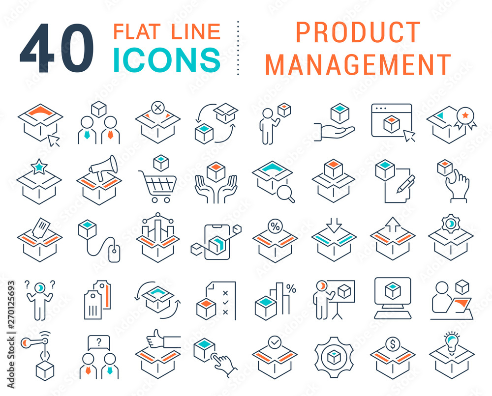 Set Vector Line Icons of Product Management Set Vector Line Icons of Product Management
