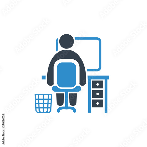 freelancer working on computer icon on white background