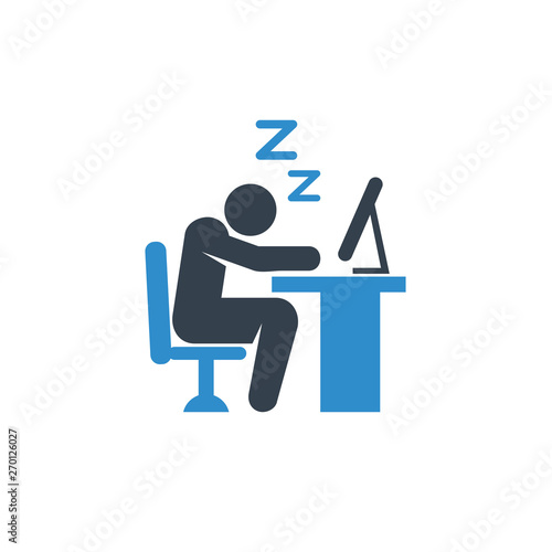 people sleeping on desk icon on white background
