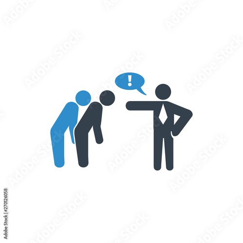 employer blaming his employees icon on white background