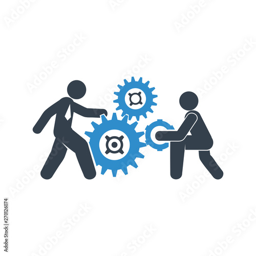 business people and cogs for operation concept icon on white background