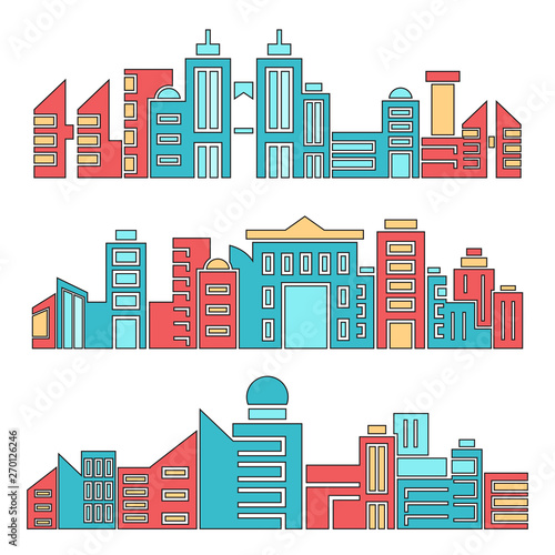 architecture skyscraper skyline vector set