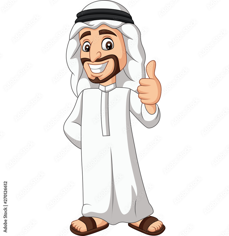 Cartoon Saudi Arab man giving a thumb up