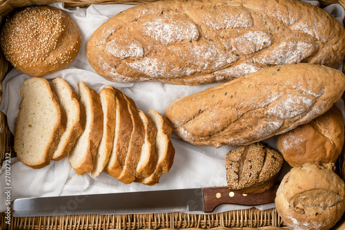 assortment of bread in basket