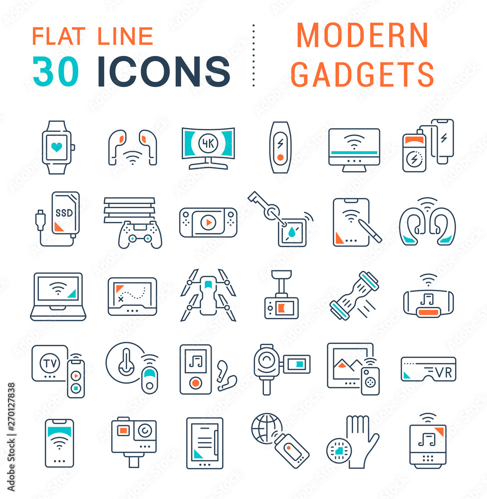 Set Vector Line Icons of Modern Gadgets Set Vector Line Icons of Modern Gadgets