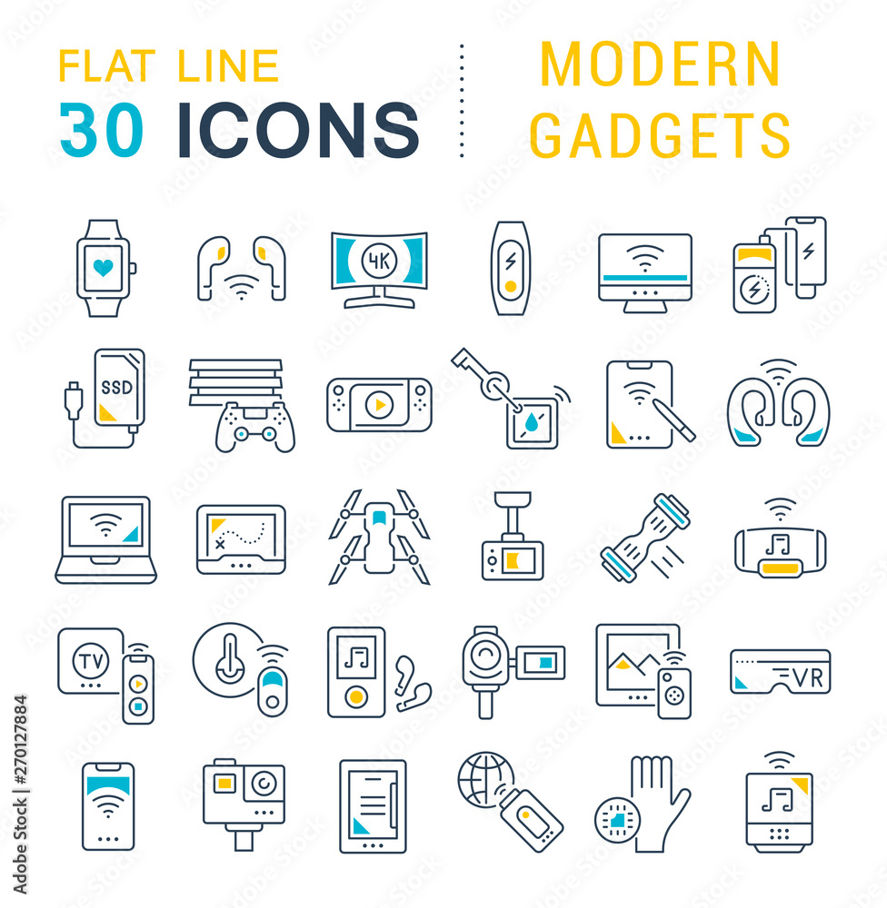 Set Vector Line Icons of Modern Gadgets