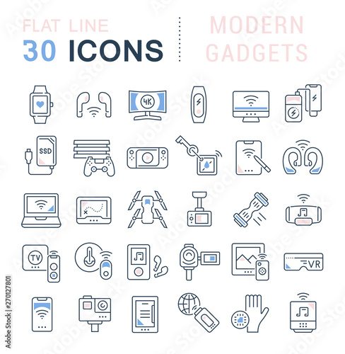 Set Vector Line Icons of Modern Gadgets