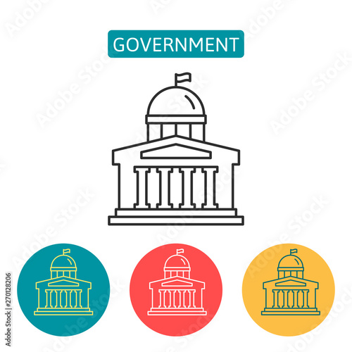 Government building outline icons set. © tanjaal