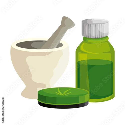 cannabis oinment with bottle and grinder