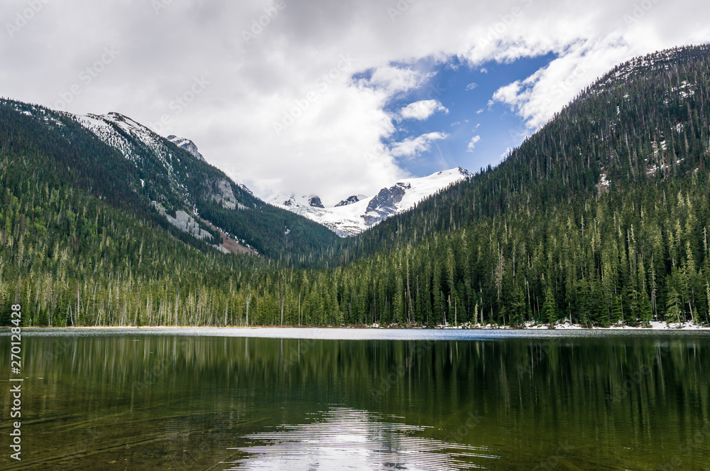 Idyllic spring landscape with mountain joffre laks in british columbia canada. Idyllic spring landscape with mountain joffre laks in british columbia canada.