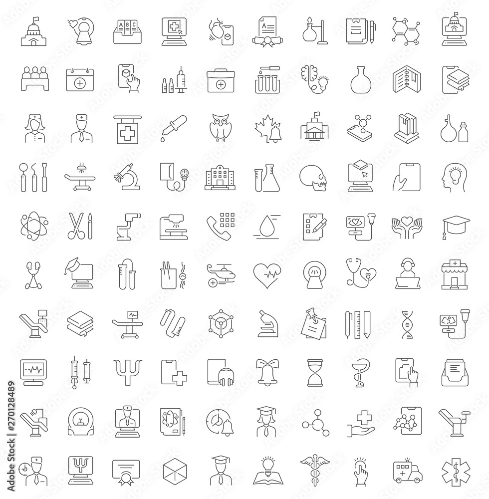 Set Vector Line Icons of Medical Education Set Vector Line Icons of Medical Education
