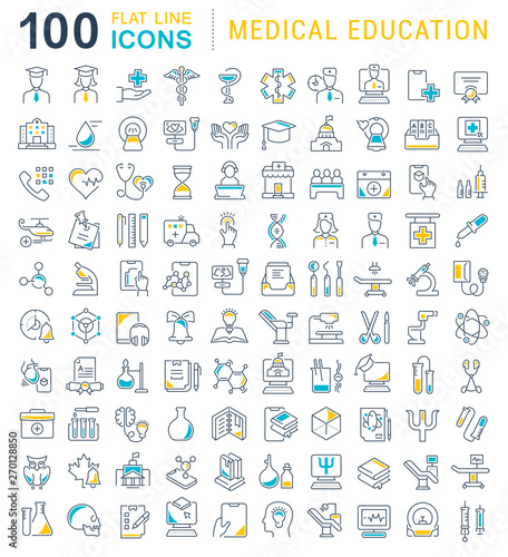 Set Vector Line Icons of Medical Education