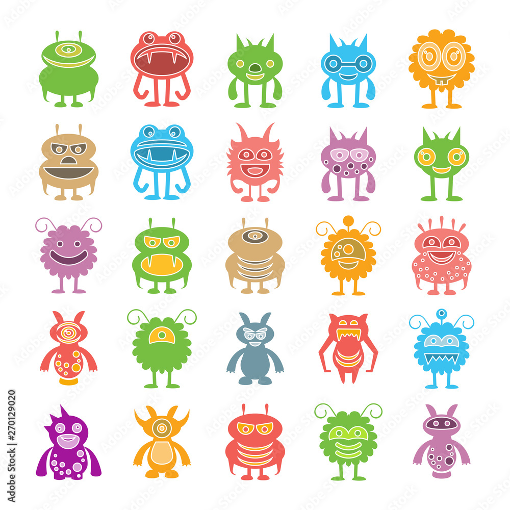 Obraz premium colorful monster character icons