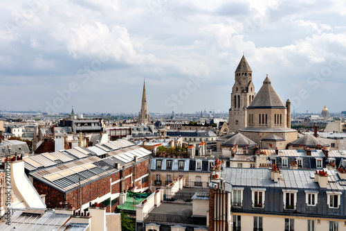City view of Paris including Saint Pierre de Chaillot Catholic Church photo
