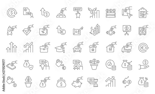Set Vector Line Icons of Investment