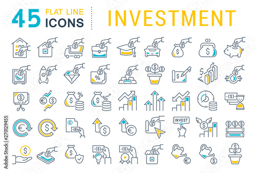 Set Vector Line Icons of Investment photo