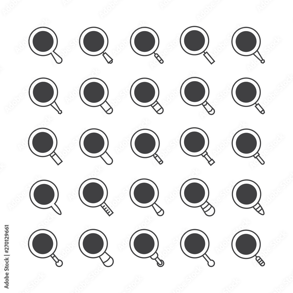 magnifier glass icons set