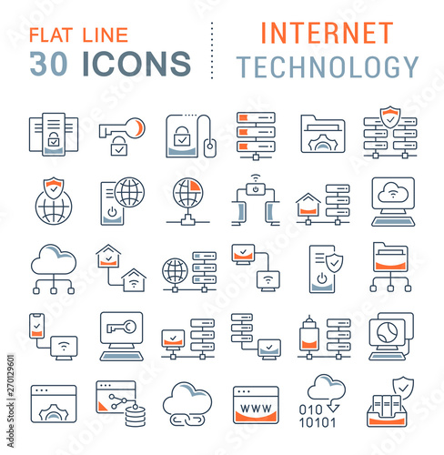 Set Vector Line Icons of Internet Technology
