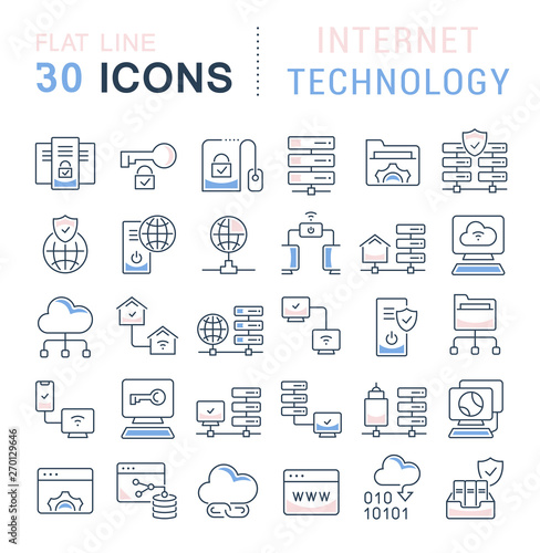 Set Vector Line Icons of Internet Technology