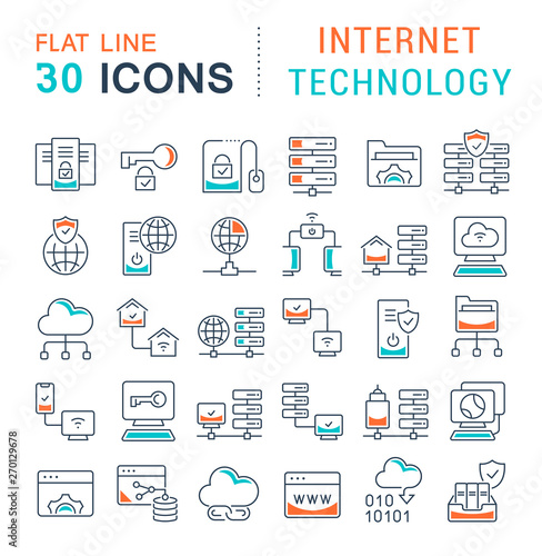 Set Vector Line Icons of Internet Technology