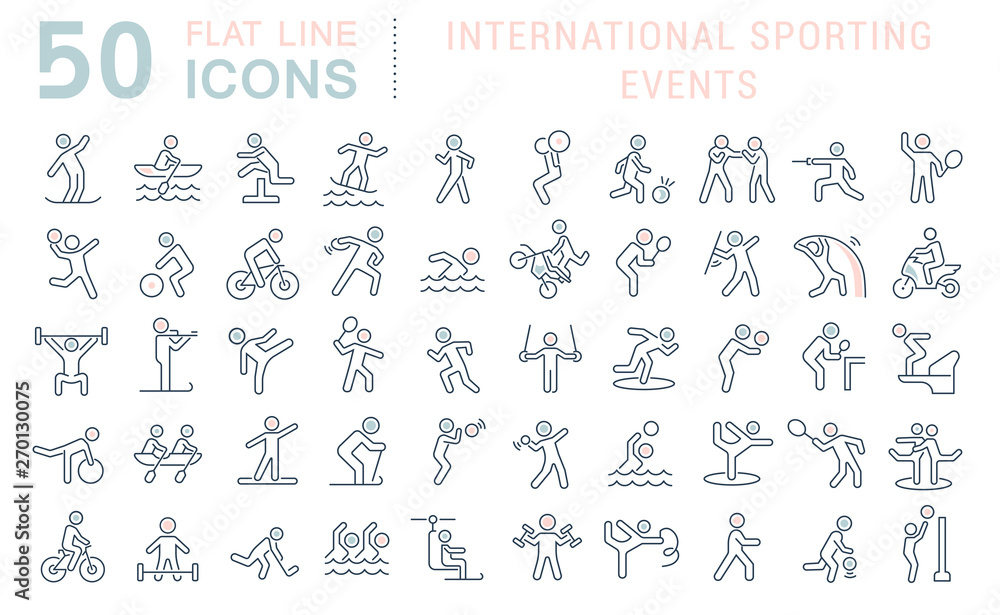 Set Vector Line Icons of International Sporting Events