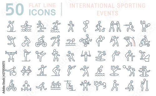 Set Vector Line Icons of International Sporting Events