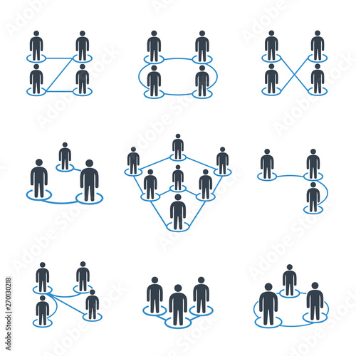 people network and people connection diagram icons