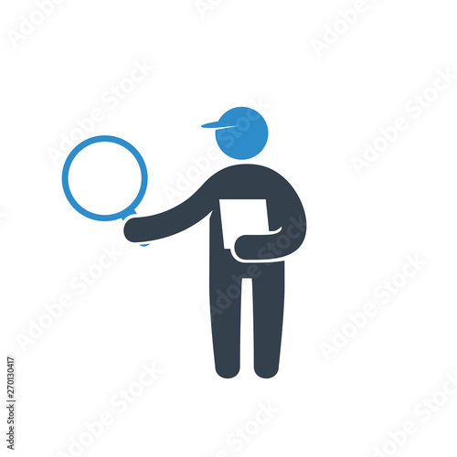 person holding magnifier and check list icon on white background © bigpa