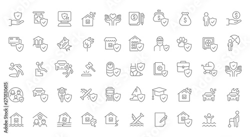 Set Vector Line Icons of Insurance