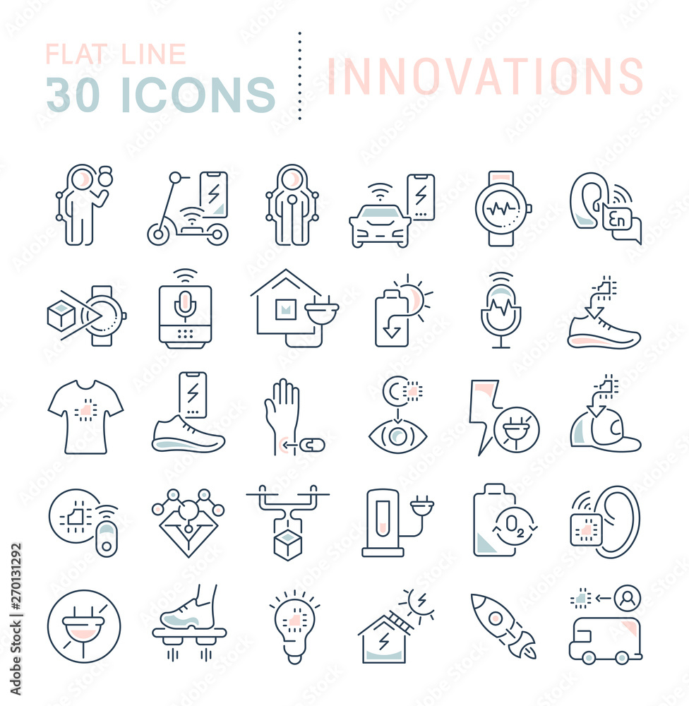 Set Vector Line Icons of Innovations Set Vector Line Icons of Innovations